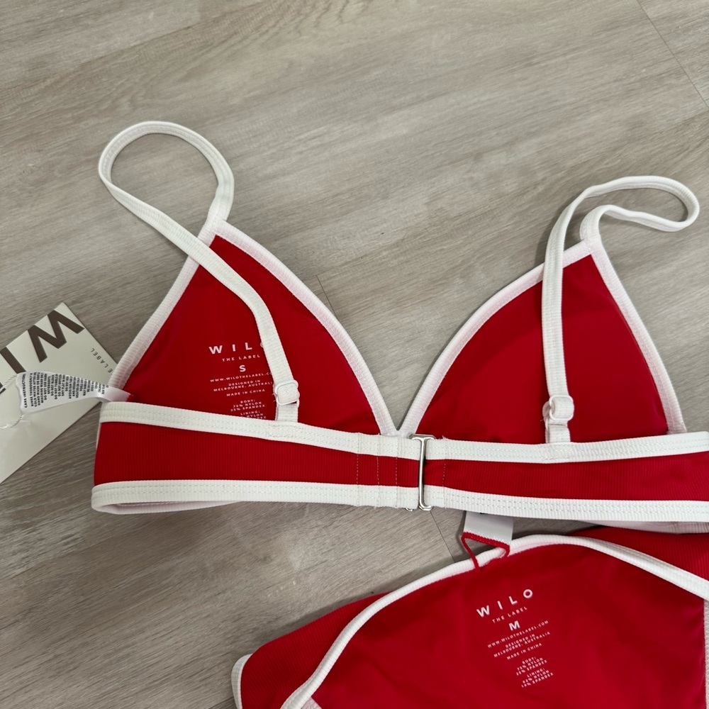 NWT Wilo The Label Red Biquini Set Bottom Sz M top Sz S - Picture 4 of 8